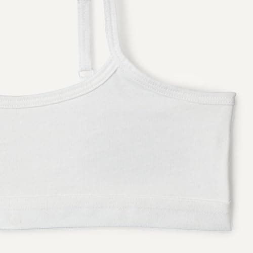 Amazon Essentials Girls' Cotton Jersey Training Bralettes, Pack of 2, White, Large — view 4