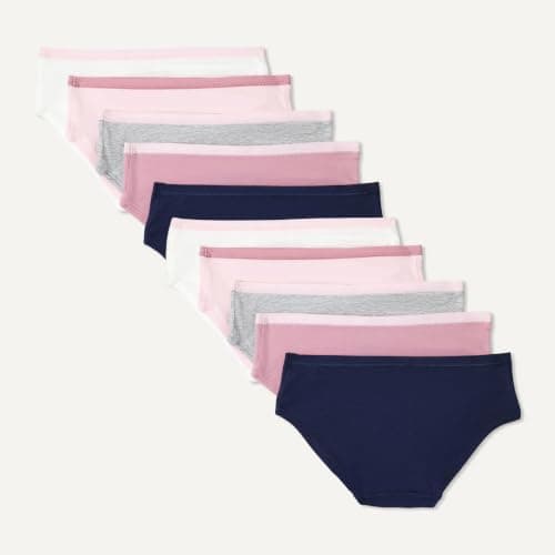 Amazon Essentials Girls' Cotton Jersey Bikini Underwear, Pack of 10, Neutrals, 6 — view 2