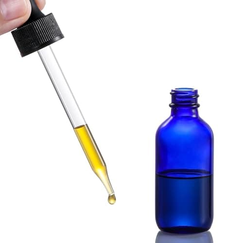 AOZITA 4 Pack, 2 oz Dropper Bottles with 1 Funnel & 4 Labels - 60ml Thick Dark Blue Glass Tincture Bottles with Eye Droppers - Leakproof Essential Oils Bottle for Health, Personal Care & Beauty — view 5