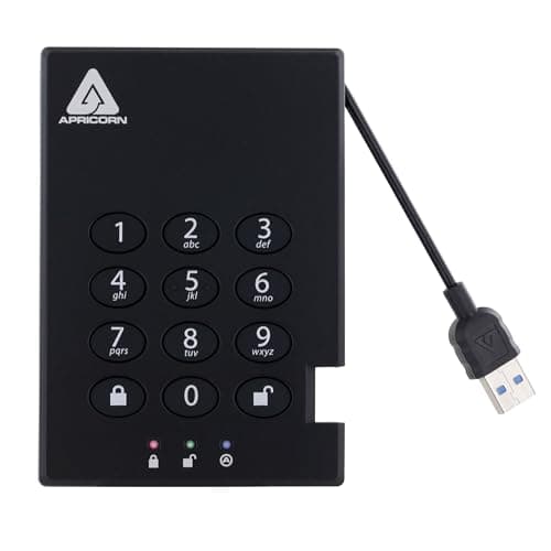 Apricorn 1TB Aegis Padlock USB 3.0 256-bit AES XTS Hardware Encrypted Portable External Hard Drive (A25-3PL256-1000)