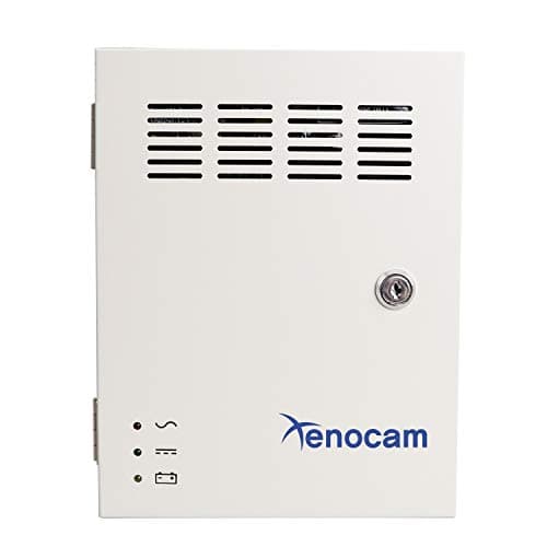 Xenocam 9 Channel 9 Way 12V 10Amp DC Metal Boxed Cabinet Regulated Power Supply Unit with Backup Battery Link for Burglar Alarms CCTV Cameras PTZ Access Control