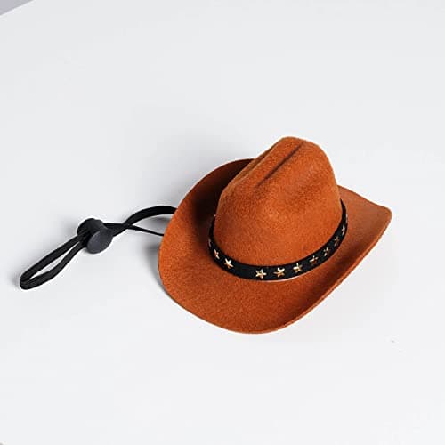 choyaxo Pet Cowboy Costume Cosplay Cap Halloween Costumes for Dogs Cat Pet Party Decoration Mini Cowboy Hat (Brown, Medium) — view 4