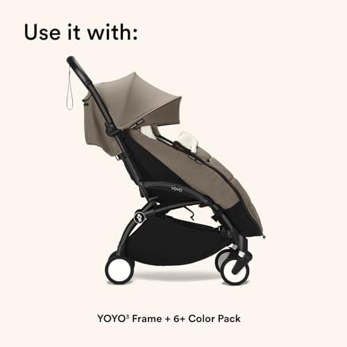 Stokke YOYO Footmuff, Taupe - Sherpa Lining & Fleece Hood with Drawstring to Keep Baby Warm - Includes Carrying Bag - Machine Washable — view 3