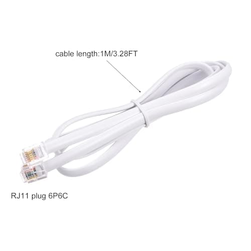 Phone Extension Cord 3.28FT Telephone Cable Phone Line Cord RJ11 6P6C Plugs, Male to Male for Phones and Fax White 1pcs