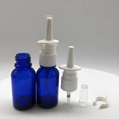Nasal Spray Bottle Empty 1 oz Nasal Sprayer - 0.12cc per Spray! Empty, Glass, Refillable, Travel Sized, Quality Glass for Saline Applications! (2 blue bottles) — view 4