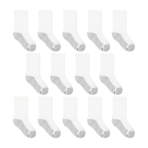 Hanes Boys' Crew Socks, 14 Pairs, Stretch-Cotton Socks for Boys, Moisture-Wicking, Cushioned