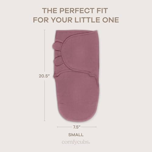 Comfy Cubs Easy Swaddle Blanket, 3 Pack - 100% Cotton Newborn Wrap, Small for 0-3 Months Infants, Breathable and Durable Sleep Sack for Babies - Blush, Mauve & Mulberry — view 4