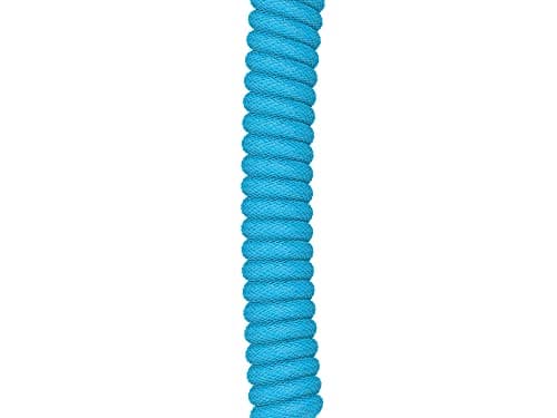 GLORIOUS Coiled Keyboard Cable – Coiled USB C Cable Artisan Braided Cables for Mechanical Gaming Keyboard Coiled Cable - Custom Keyboard Cable (Electric Blue) — view 3