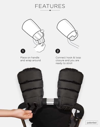 7AM Enfant Stroller Warmmuffs Gloves - Anti-Freeze Stroller Mittens for Handlebars, Water Repellent Hand Warmer Muff for Cold Weather, Plush Lined Stroller Warmmuffs | Winter Stroller Accessories — view 3