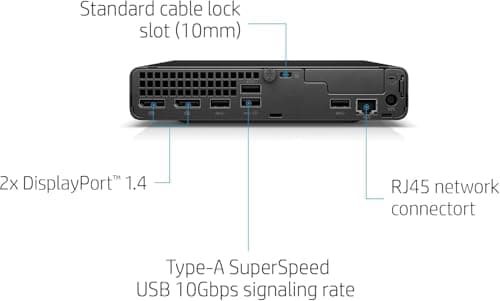 HP EliteDesk 800 G6 Mini Computer Desktop PC, Intel Gen 10th Core i5-10500T, 16GB RAM, 256GB SSD, 4K Support, Displayport, RJ-45, Wi-Fi, BT, Windows 11 Pro (Renewed) — view 2