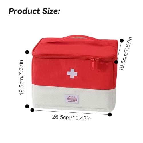Travel Medicine Bag Organizer, Medical Bag Empty, for Home, Travel, Camping, Car, Hiking & Outdoor Emergencies, Emergency Medical Kits (Red)