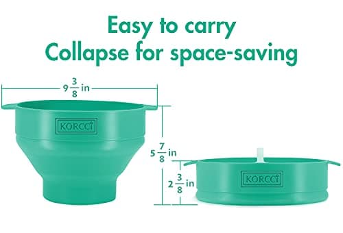 The Original Korcci Microwaveable Silicone Popcorn Popper, Microwave Popcorn Popper, Collapsible Microwave Popcorn Maker Bowl, No Oil Required, Use In Microwave, Dishwasher Safe (Aqua) — view 2