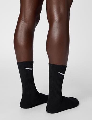 Nike Unisex Everyday Cushioned Training Crew Socks (6 Pairs), Black/White, Small — view 2