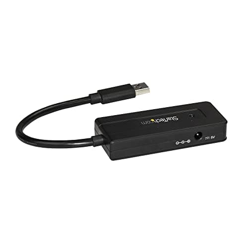 StarTech.com 4 Port USB 3.0 Hub SuperSpeed 5Gbps with Fast Charge Portable USB 3.1 Gen 1 Type-A Laptop/Desktop Hub - USB Bus Power or Self Powered for High Performance Mini/Compact (ST4300MINI), Black