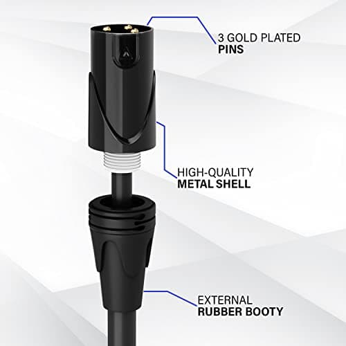 LyxPro 25 Feet XLR Microphone Cable Balanced Male to Female 3 Pin Mic Cord for Powered Speakers Audio Interface Professional Pro Audio Performance and Recording Devices - Black