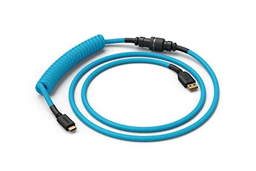 GLORIOUS Coiled Keyboard Cable – Coiled USB C Cable Artisan Braided Cables for Mechanical Gaming Keyboard Coiled Cable - Custom Keyboard Cable (Electric Blue) — view 4