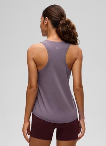 CRZ YOGA Womens Pima Cotton Racerback Workout Tank Tops Lightweight Loose Sleeveless Tops Athletic Gym Shirts Purple Gray Large