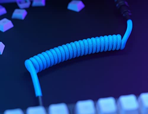 GLORIOUS Coiled Keyboard Cable – Coiled USB C Cable Artisan Braided Cables for Mechanical Gaming Keyboard Coiled Cable - Custom Keyboard Cable (Electric Blue) — view 5