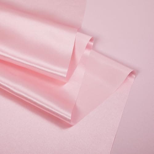 Pink Satin Fabric by The Yard, 55 Inch Wide, Shiny and Soft Charmeuse Satin Fabric for Sewing Wedding Bridal Dress Crafts, 1 Yard — view 2