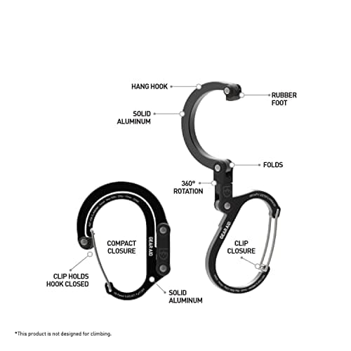 GEAR AID HEROCLIP Carabiner Clip and Hook (Small) for Purse, Stroller, and Backpack, Nav Green, 2 Pack — view 3