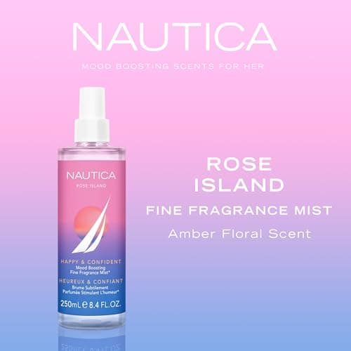 Nautica for Her Rose Island Body Mist, 8.4 Fl Oz (Pack of 1), Notes of Lemon, Rose, and Musk, Women's Fragrance, Long Lasting, Mood-Boosting Fragrance, Vegan Formula — view 2