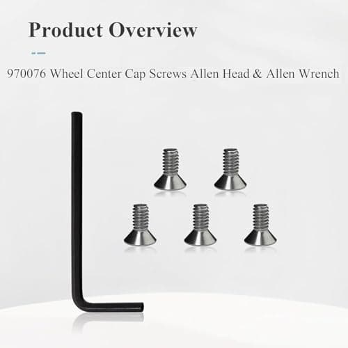 SHUJUKU 5 Pcs 970076 Wheel Center Cap Screws Allen Head & Allen Wrench, Fit for American Racing Torq Thrust Wheels (20 Pcs)