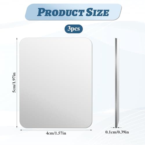 3 PCS Mirror Decal for Phone Mirror Stick on Phone Case Back Rectangle Mirrors Smartphone Charm Acrylic Make up Mirrors Stickers for Cellphone Case Back(Tear Off The Protective Film)