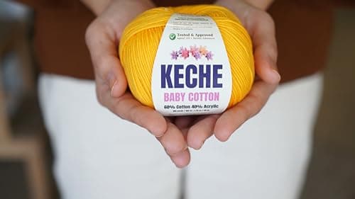 Keche Baby Cotton, 60% Cotton 40% Acrylic Yarn, Soft Cotton Yarn for Crochet and Knitting, Amigurumi Yarn 1 Skein/Ball 1.76 Oz (50g) / 180 Yrds (165m) - Cappuccino — view 3