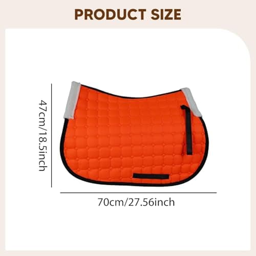 Oshhni English Saddle Pad for Horses Equestrian Riding Equipment Accessories Anti Slip Universal Shock Absorption Breathable, Orange