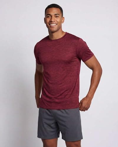 Men's Quick Dry Fit Dri-Fit Short Sleeve Active Wear Training Athletic Essentials Crew T-Shirt Fitness Gym Wicking Tee Workout Casual Sports Running Tennis Exercise Undershirt Top - 5 Pack,Set 1-M