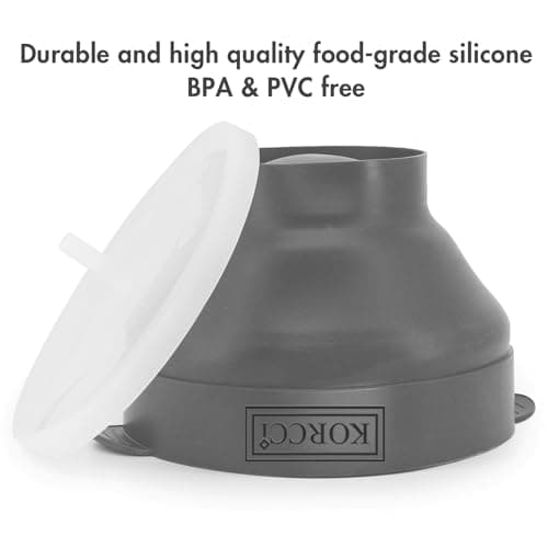 The Original Korcci Microwaveable Silicone Popcorn Popper, Microwave Popcorn Popper, Collapsible Microwave Popcorn Maker Bowl, No Oil Needed, Use In Microwave, Dishwasher Safe (Grey) — view 5