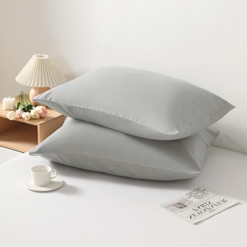 Aerlomi King Pillow Cases - 2 Pack - Envelope Closure - Soft Brushed Microfiber - Wrinkle, Stain, Shrinkage and Fade Resistant Pillow Covers King Size 20 X 36 Inches (Light Grey) — view 5