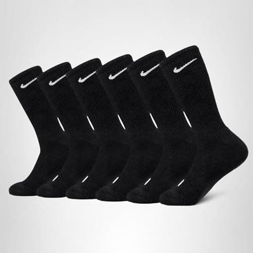 Nike Unisex Everyday Cushioned Training Crew Socks (6 Pairs), Black/White, Small — view 5