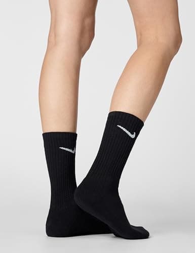 Nike Unisex Everyday Cushioned Training Crew Socks (6 Pairs), Black/White, Small — view 4