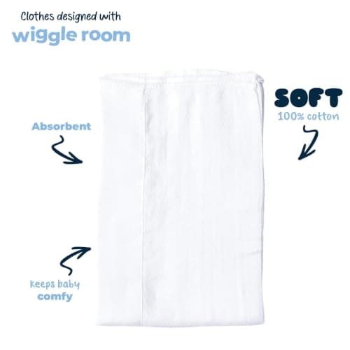 Gerber Unisex Baby Boys Girls Birdseye Prefold Cloth Diapers Multipack White 3-Ply 10 Pack — view 4