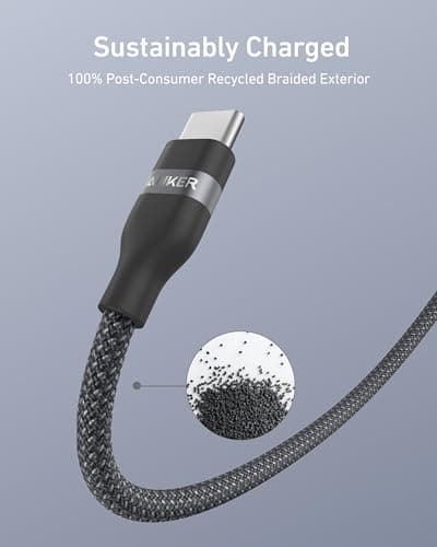 Anker Car Carplay Cable for iPhone 17 16 Pro Max Plus, Upcycled Braided USB A to USB C Car Charger Cord for Samsung Note20 and More (3FT, Black) — view 3
