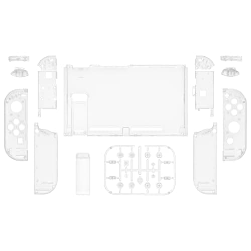 eXtremeRate DIY Replacement Shell Buttons for Nintendo Switch, Back Plate for Switch Console, Housing with Colorful Buttons for Joycon Handheld Controller - Glow in Dark - Green [No Electronics Parts]