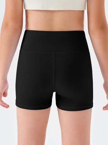 Haloumoning Girls Athletic Shorts Kids High Waisted Yoga Dance Biker Shorts Comfy Gymnastics Shorts 5-14Y, Black, 13-14 Years