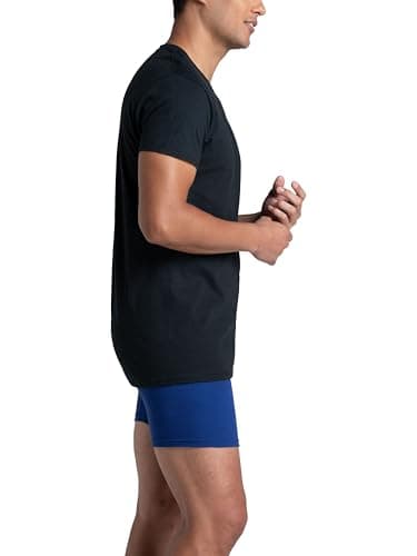 Fruit of the Loom Men's Undershirts, Moisture Wicking & Tag Free, Short Sleeve Crew T-Shirts, Black/Grey - 3 Pack, Large — view 2