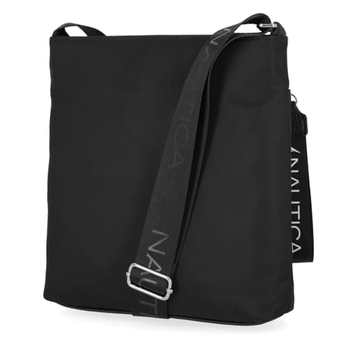 Nautica Women's Diver Nylon Small Women's Crossbody Bag Purse with Adjustable Shoulder Strap in Black Enamel — view 3