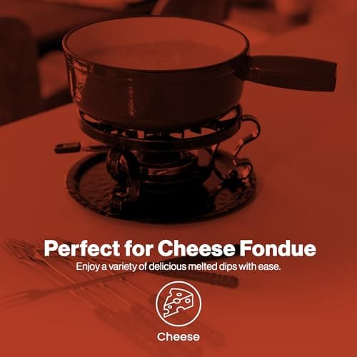Swissmar Lugano Cast Iron Cheese Fondue Pot Replacement, 2 QT / 2 L - Compatible with Swissmar Lugano Fondue Sets - Ideal for Melting Cheese, Chocolate, & Caramel - Cherry Red — view 2