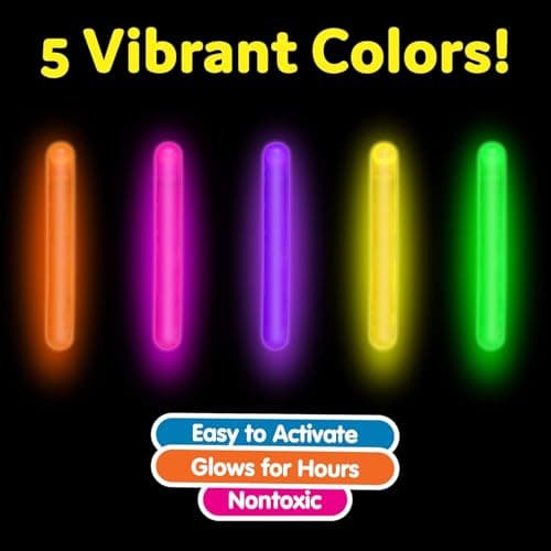 PartySticks Mini Glow Sticks 200 Pack Glow-in-the-Dark Small, for Easter Eggs, 5 Colors, Neon Light Sticks Bulk Party Favors, Easter Basket Stuffer Party Pack, Weddings Classroom Decorations Prizes — view 2
