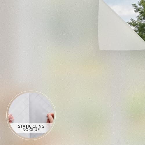 VELIMAX Window Privacy Film, Frosted Glass Window Film, Sun & Heat Blocking Decorative Static Cling Tint for Home Bathroom Office