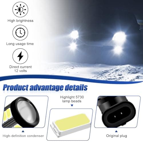 KPFILEH 2PCS 9006 Car LED Fog Light Bulbs, 12V 5630 33-SMD Anti-Fog Lights — view 2