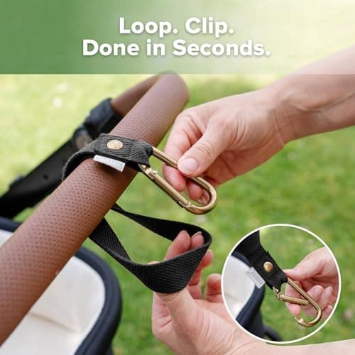 haakaa Baby Stroller Hooks for Bags丨Universal Stroller Clips and Hooks, Non-Slip with One-Hand Opening, Multipurpose Stroller Straps for Diaper Bags, Backpacks, Bikes & Shopping Carts - Black, 2 Pack — view 4