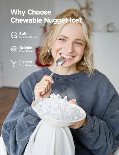 EUHOMY Nugget Ice Maker Countertop, 40Lbs/24H Pebble Ice Maker Machine, Self-Cleaning Countertop Sonic Ice Makers with Ice Scoop&Basket, Pellet Ice Maker Machine for Home/Kitchen/Office — view 2