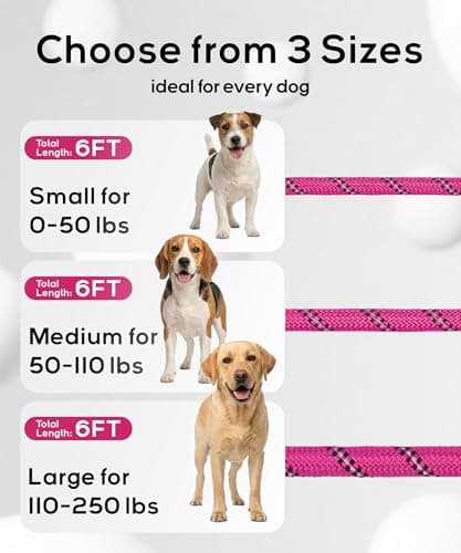 TagME Slip Lead for Dogs, No Pull Training Leash, Padded Handle (Hot Pink) — view 3