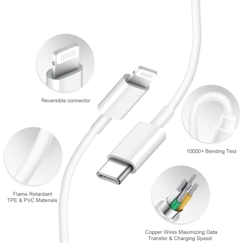 10FT iPhone 14 13 12 Charger Fast Charging 20W PD USB C Wall Charger with 10FT Fast Charging Cable Compatible iPhone 14/13/12/11/Pro/Pro Max/Mini/Xs Max/XR/X, iPad — view 2