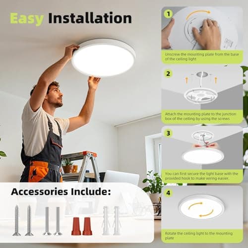 hepside 12Inch LED Flush Mount Ceiling Light Fixture,5 Color Temperature Options Closet Light Fixture,Small Round Slim Surface Ceiling Lights for Hallway Bathroom Bedroom Kitchen Bedroom — view 5