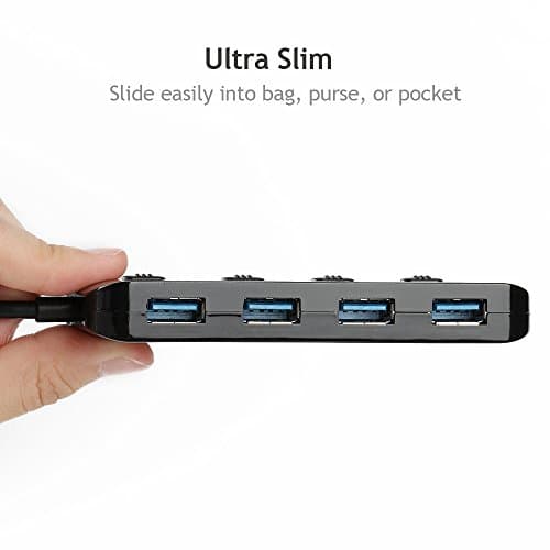 Multi USB Port Expander, LYFNLOVE Ultra Slim USB Hub 3.0, 4-Ports USB Splitter High-Speed USB Data Hub with Individual On/Off Power Switches for Laptop, Computer, PC, Thumb Driver and More — view 3